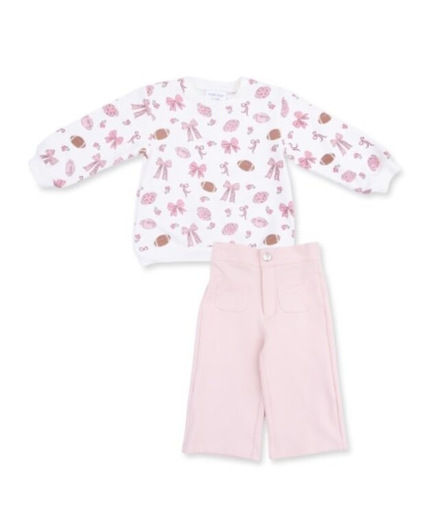Footballs and Bows - Oversized Sweatshirt and Baby Bells Set