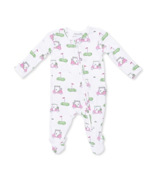 Golf Carts Pink - 2 Way Ruffle Back Zipper Footie