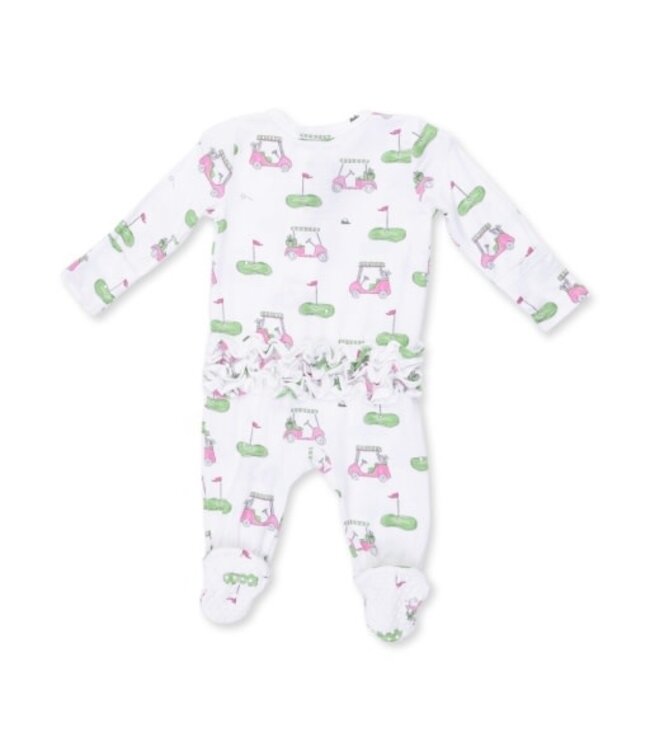 Golf Carts Pink - 2 Way Ruffle Back Zipper Footie