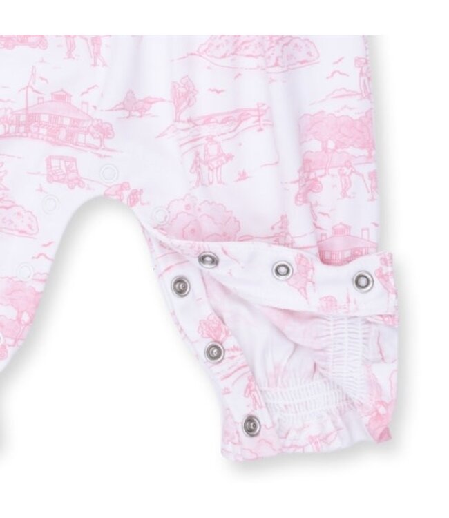 Angel Dear Golf Toile Pink - Smocked Long Sleeve Romper
