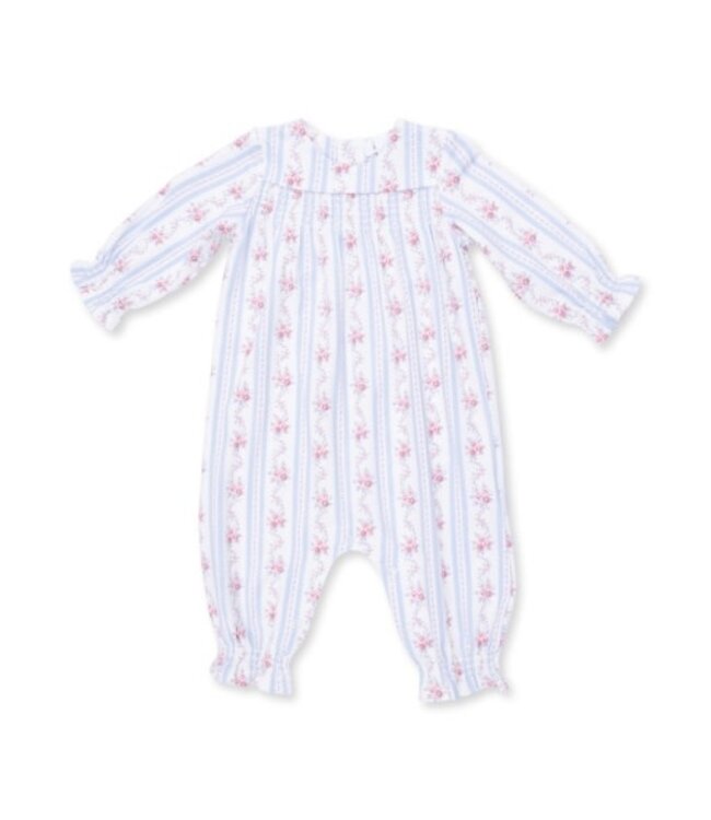 Anna Floral Stripe - Smocked Long Sleeve Romper