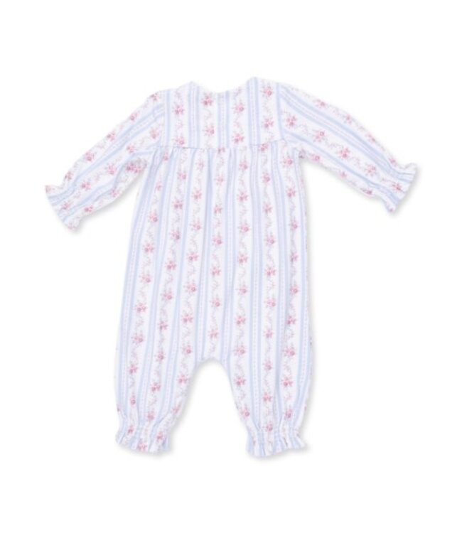 Anna Floral Stripe - Smocked Long Sleeve Romper