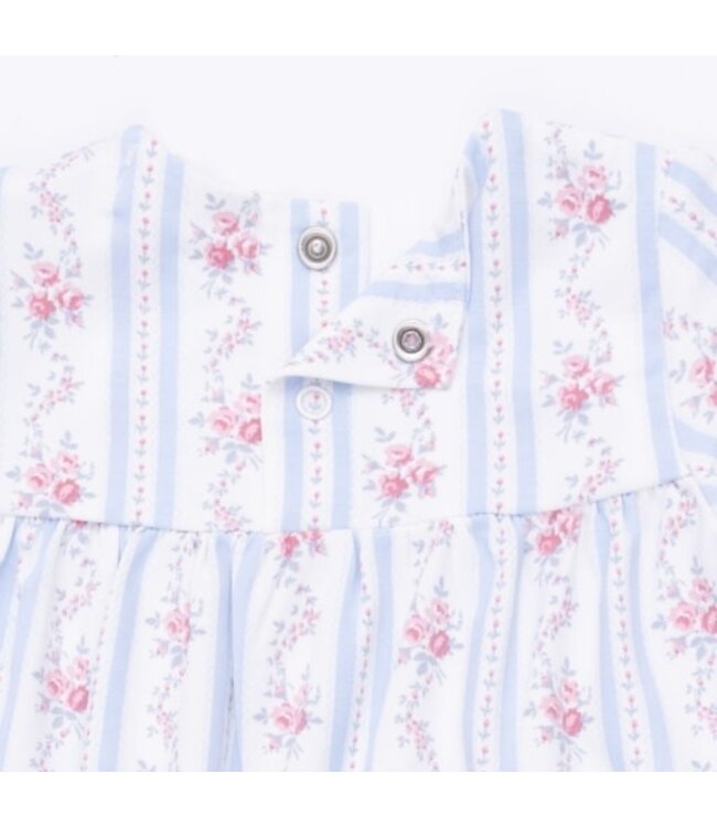 Anna Floral Stripe - Smocked Long Sleeve Romper