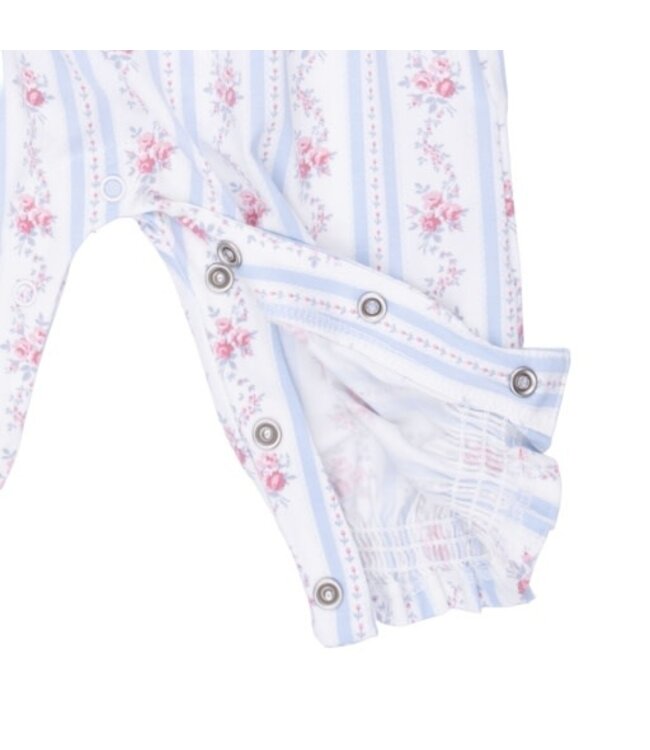 Anna Floral Stripe - Smocked Long Sleeve Romper