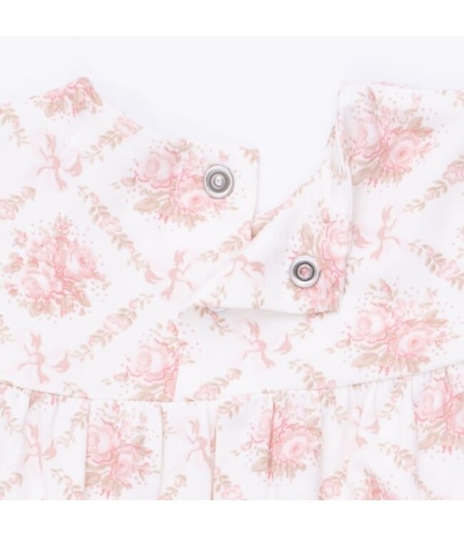 Angel Dear Rose Bow Lattice - Smocked Long Sleeve Romper