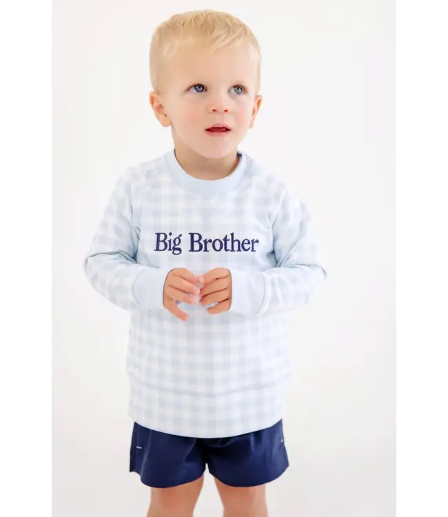 Cassidy Comfy Crewneck - Buckhead Blue Gingham with Nantucket Navy Big Brother