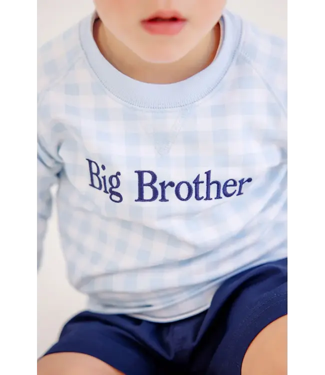 Cassidy Comfy Crewneck - Buckhead Blue Gingham with Nantucket Navy Big Brother