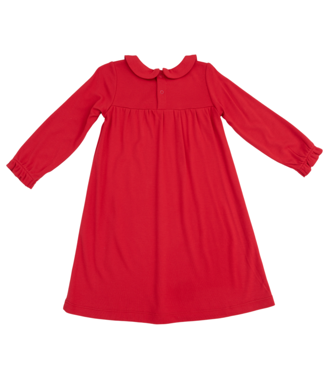 Angel Dear Ribbon Red Long Sleeve Nightgown with Peter Pan Collar