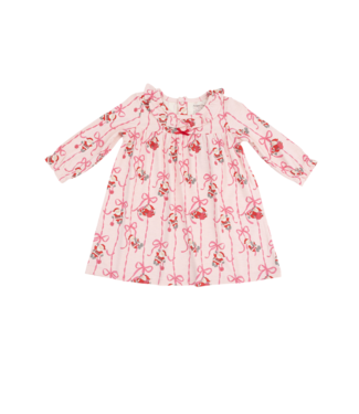 Angel Dear Pink Bows & Santa L/S Gown with Ruffle Collar