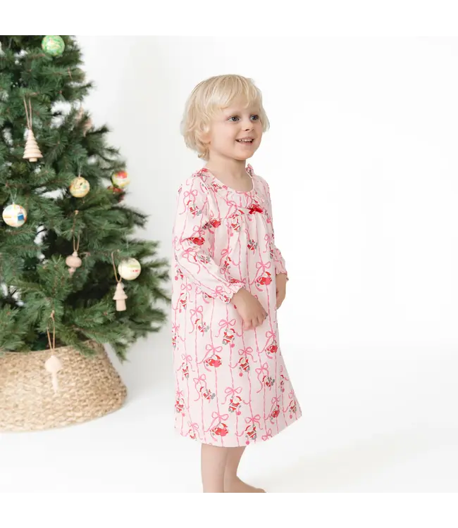 Angel Dear Pink Bows & Santa Long Sleeve Nightgown with Ruffle Collar