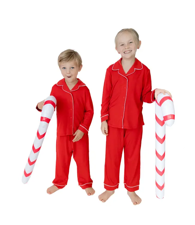 Angel Dear Ribbon Red Knit Kids Long Sleeve Flame Resistant Coat Style with Pant
