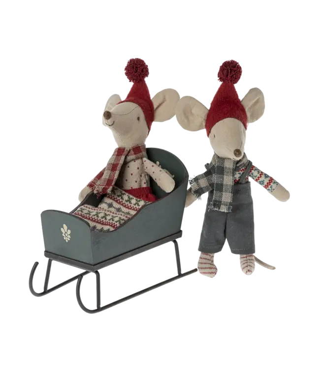 Maileg Sleigh, Mouse - Green