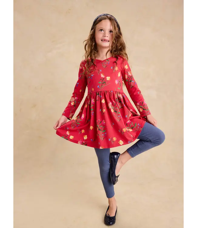 Tea Collection Girls Hollyhock Garden Long Sleeve Wrap Neck Dress