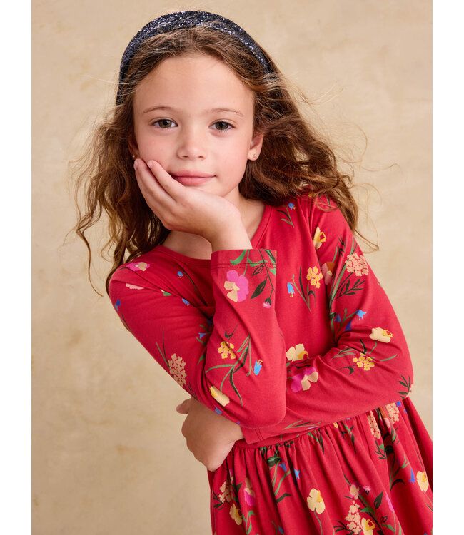 Tea Collection Girls Hollyhock Garden Long Sleeve Wrap Neck Dress