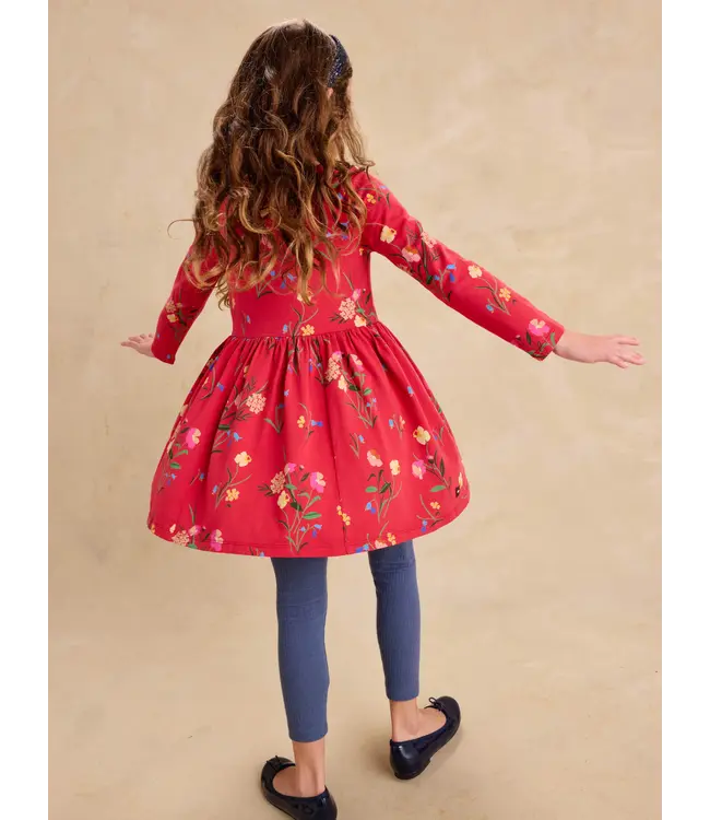 Tea Collection Girls Hollyhock Garden Long Sleeve Wrap Neck Dress