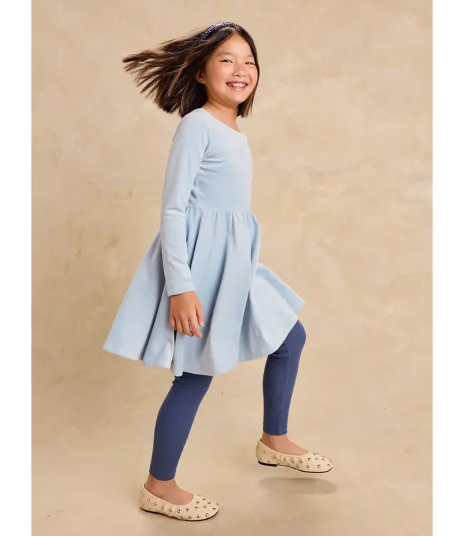 Tea Collection Girl Blue Fog Velour Ballet Dress