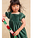 Tea Collection Girl Pineneedle Puff Shoulder Velour Dress