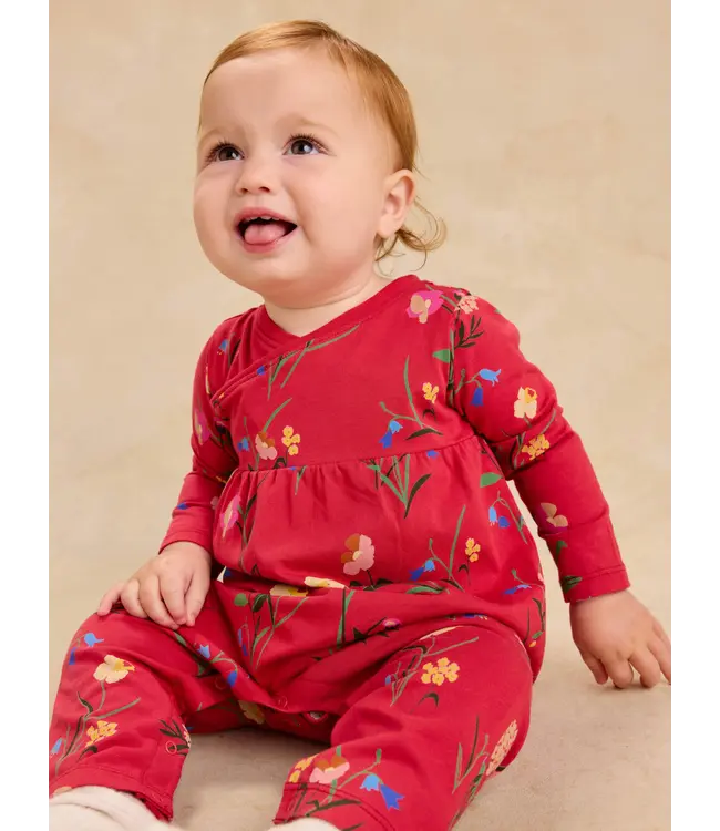 Tea Collection Little Girl Hollyhock Garden Wrap Baby Romper