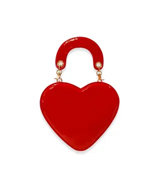 Doe a Dear Red Heart-Shaped Leather Purse