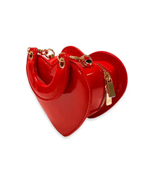 Doe a Deer Red Heart-Shaped Leather Purse