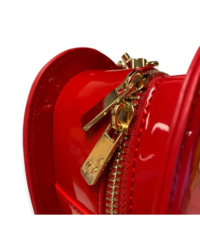 Doe a Deer Red Heart-Shaped Leather Purse