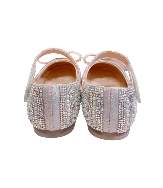 Doe a Dear Girls Pearl Bowtie Flat Shoes