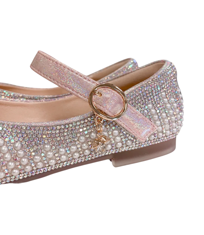 Doe a Dear Girls Pearl Bowtie Flat Shoes