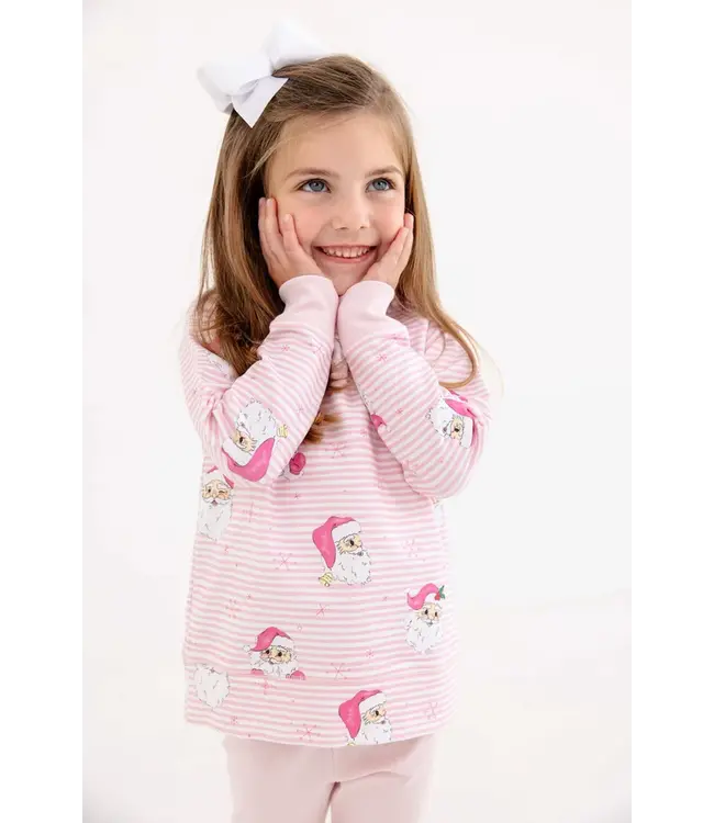 Beaufort Bonnet Cassidy Comfy Crewneck - Dear Santa (Palm Beach Pink Stripe) with Palm Beach Pink