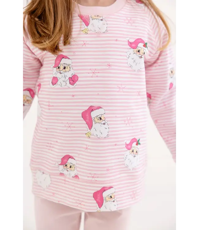Beaufort Bonnet Cassidy Comfy Crewneck - Dear Santa (Palm Beach Pink Stripe) with Palm Beach Pink