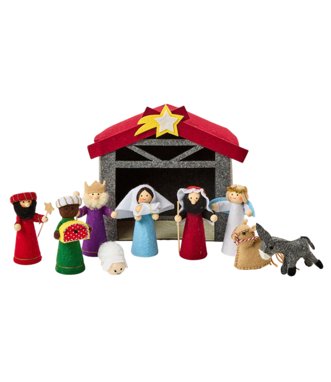 10pc Handcrafted Felt Nativity Set | Two's Company