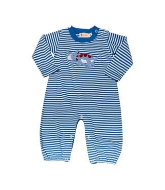 Luigi Blue/White Triceratops L/S Romper