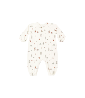 Rylee & Cru Ivory Holiday Mouse Henley Jumpsuit