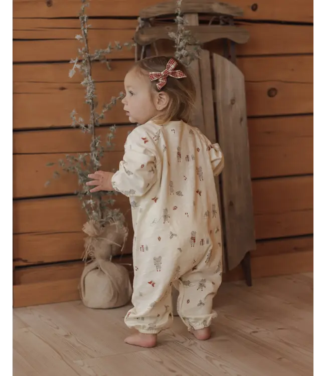 Ivory Holiday Mouse Henley Jumpsuit | Rylee + Cru