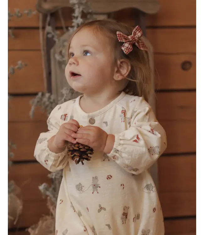 Ivory Holiday Mouse Henley Jumpsuit | Rylee + Cru