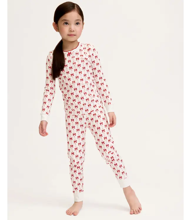 Blissful Bows Kid's Pima Snug Fit Pajama Set | Petite Plume