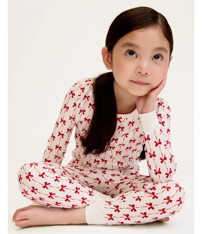 Blissful Bows Kid's Pima Snug Fit Pajama Set | Petite Plume