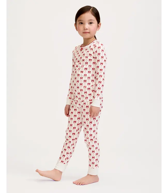 Blissful Bows Kid's Pima Snug Fit Pajama Set | Petite Plume