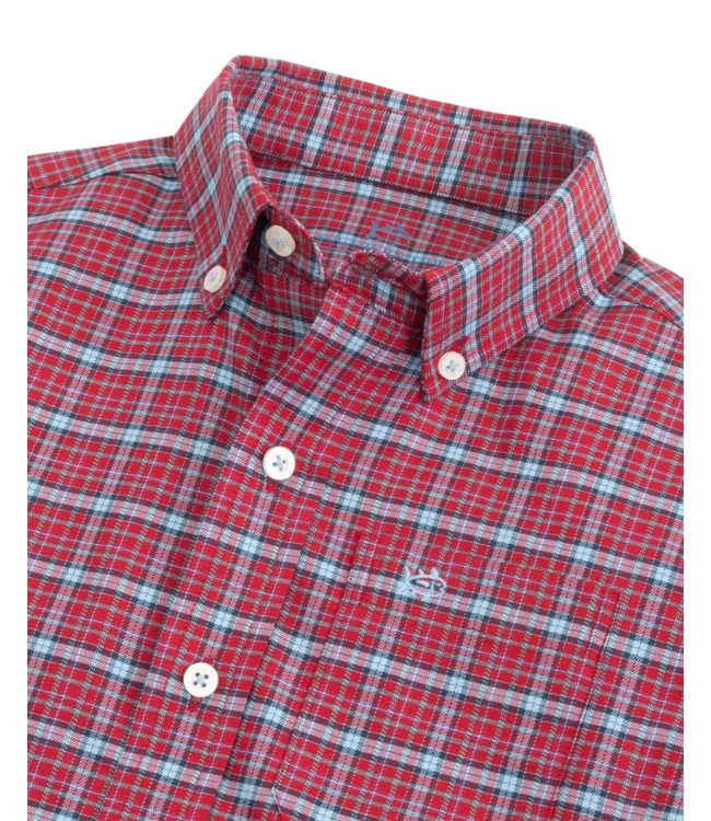 Boys Chimney Creek Skipjack Sport Shirt - Salsa Red | Southern Tide