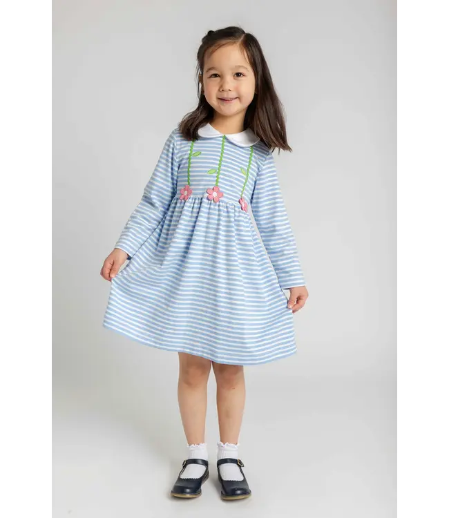 Stripe Knit Dress with Flowers | Florence Eiseman