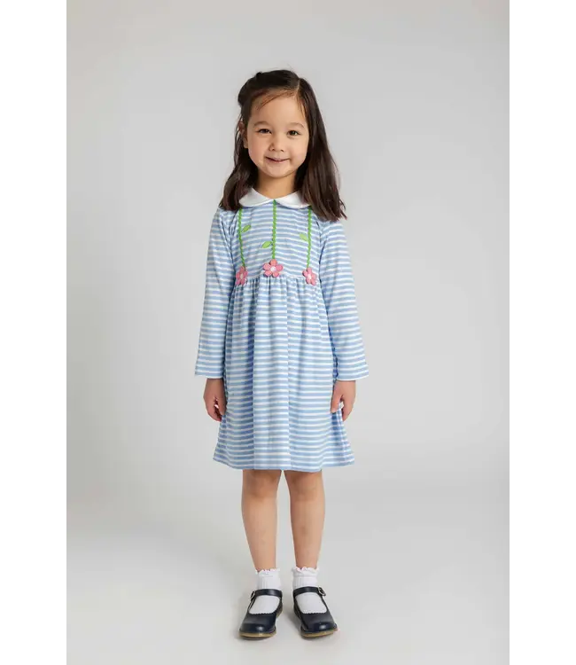 Stripe Knit Dress with Flowers | Florence Eiseman