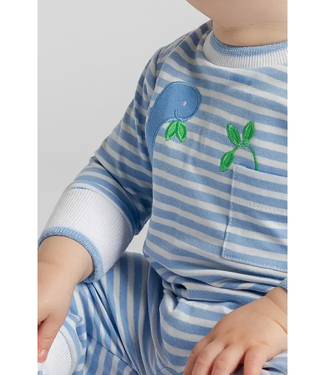 Stripe Knit Longall with Dinosaur | Florence Eiseman
