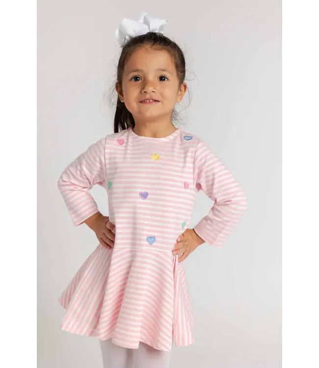 Stripe Knit Dress with Applique Hearts | Florence Eiseman