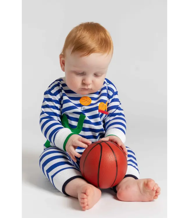 Stripe Knit Longall with Elephant & Basketballs | Florence Eiseman