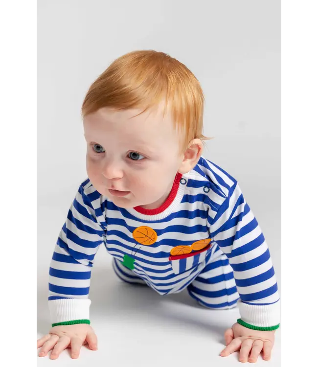 Stripe Knit Longall with Elephant & Basketballs | Florence Eiseman