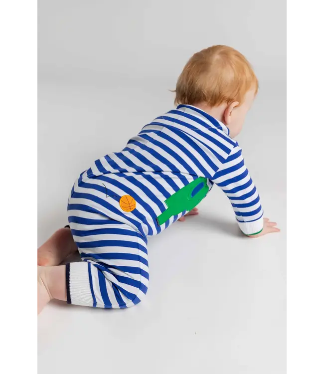 Stripe Knit Longall with Elephant & Basketballs | Florence Eiseman