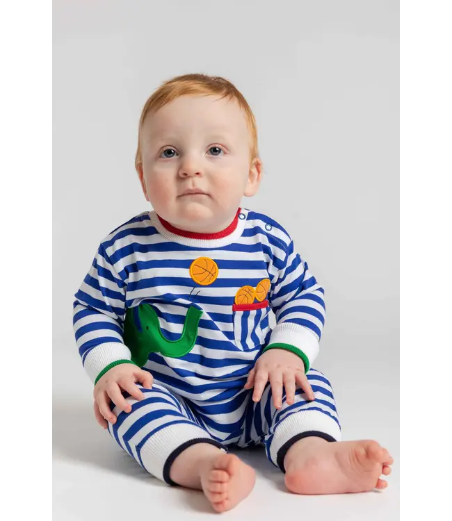 Stripe Knit Longall with Elephant & Basketballs | Florence Eiseman