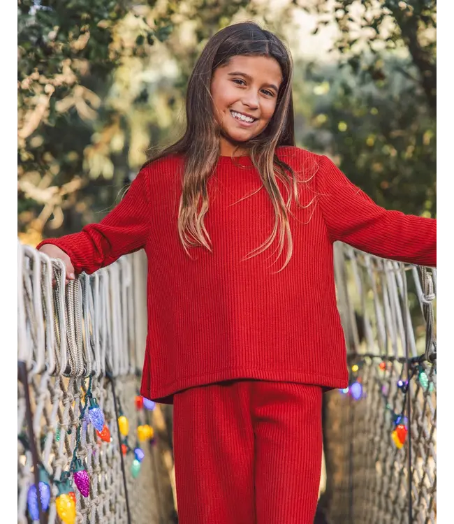 Girls Woodland Sweater Knit Set - Red Velvet | Feather 4 Arrow