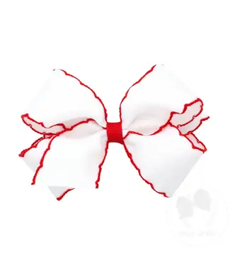 Wee Ones Medium Moonstitch Bow - White with Red