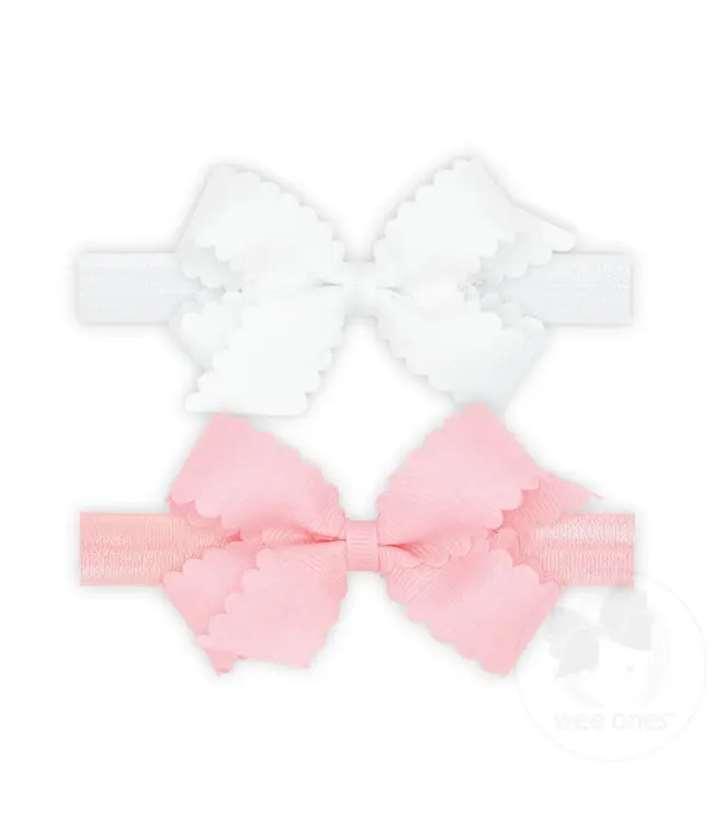 Two Mini Scallop Bows with Bands | Wee Ones