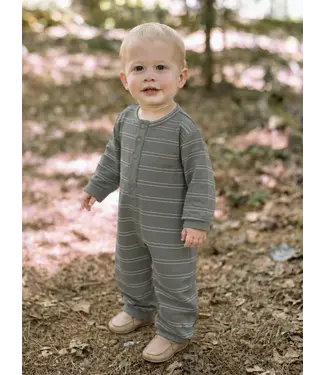 gunamuna Grey/White Stripe Henley Jumpsuit